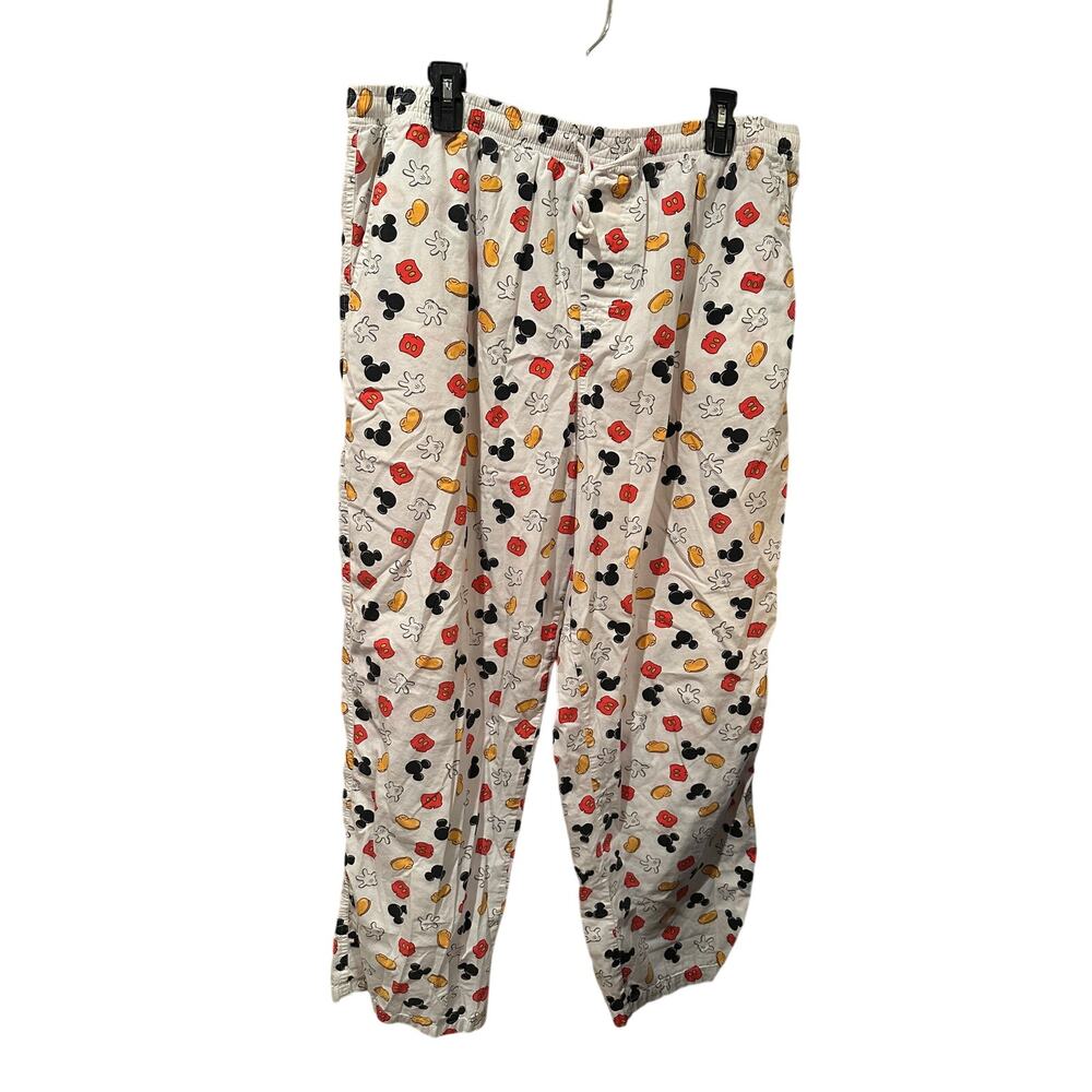 Disney Parks Mickey Mouse Icons White Shoe Short Glove Pajama Lounge Pants L